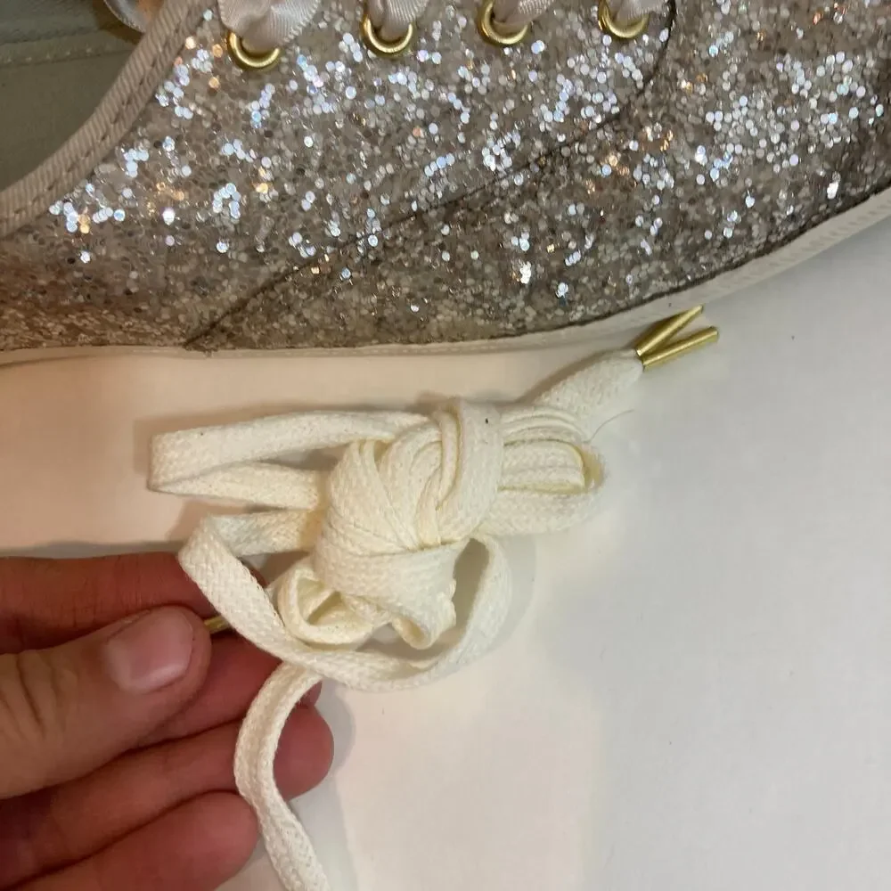 Keds x Kate Spade New York Champion Glitter Cream Lace Up Ribbon Sneakers
